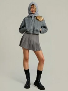 MUSERA Jaqueta com Zíper de Manga Longa - Cinza - Visão 4