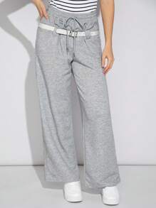 SHEIN EZwear 灰色針織女士運動褲 - 灰色 - 查看 4