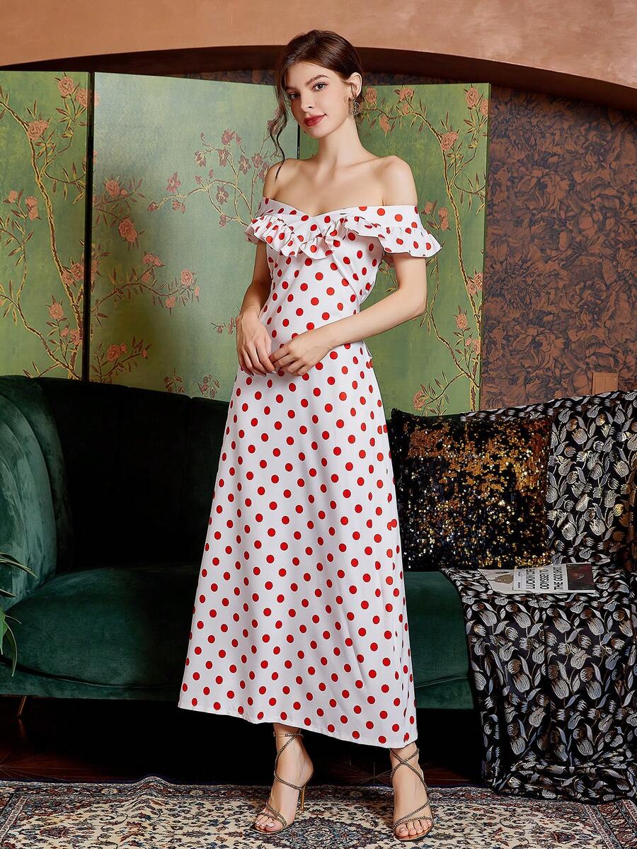 春夏情人節約會優雅露肩裝 - 白色 - 查看 1