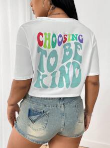 Flirla 女性加大碼短tee,帶有有趣字母