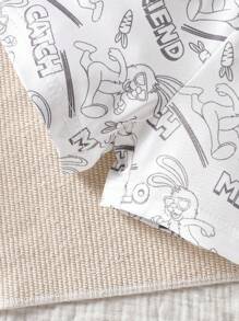 Baby Boy Cartoon Printed Round Neck Short Sleeve T-Shirt And Shorts Set - White - View 8