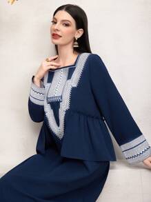 Al Najma 女士幾何提花拼接2合1裙 - 藏蓝色 - 查看 3