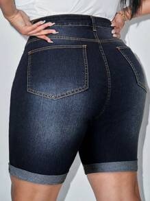 SHEIN SXY Verwaschene Jeansshorts Für Damen In Übergröße