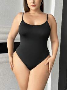 SHEIN Essnce Body informal de talla grande para mujer de verano con diseño de espalda descubierta y tirantes de espagueti, unicolor, para festival de música