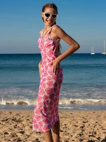 Teen Girls' Printed Halter Neck Bikini Set - Red - View 1