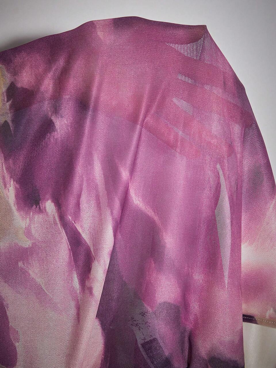 Ladies' Tie Dye Long Sleeve Mesh Bodysuit
