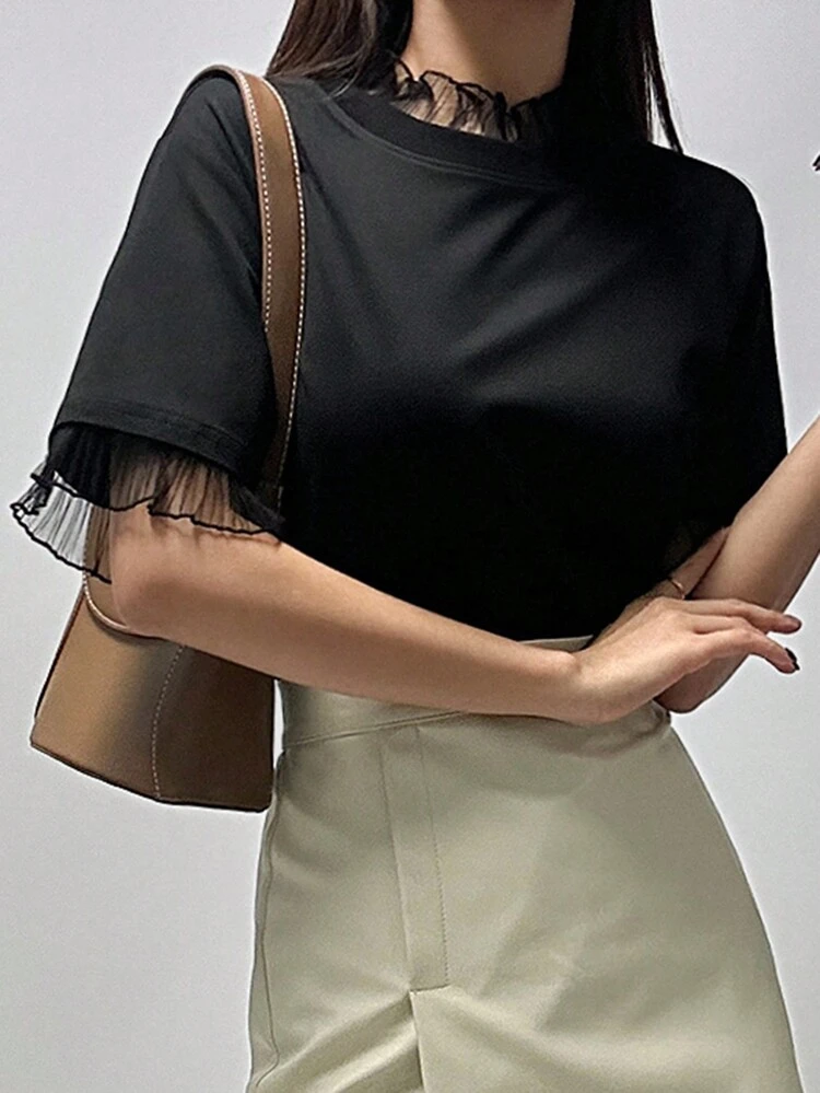 Women's Mesh Splice 2 In 1 T-Shirt