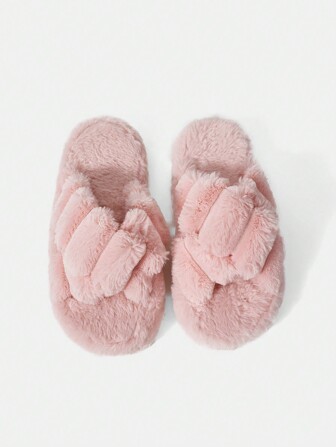 女士時尚毛絨臥室拖鞋