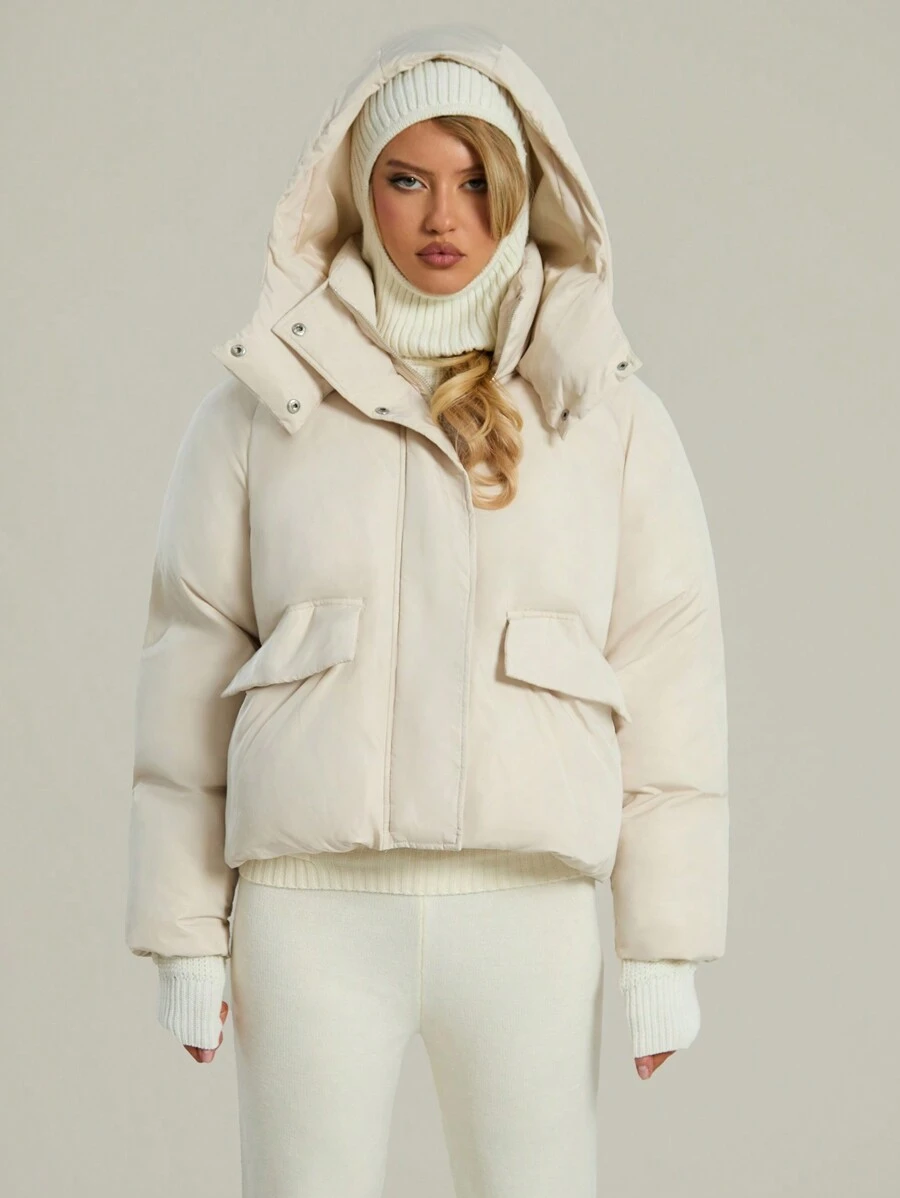 MUSERA Chaqueta Corta Con Capucha Tipo Puffer - Albaricoque - Ver 1