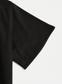 INAWLY 女士心形圖案短袖t卹 - 黑色 - 查看 4