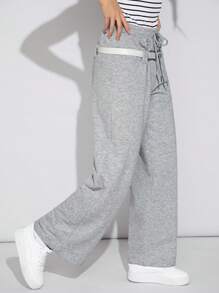 SHEIN EZwear 灰色針織女士運動褲 - 灰色 - 查看 5