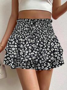 Breezaya Của phụ nữ In hoa Cúc Bọc Skorts - màu đen - Xem 4
