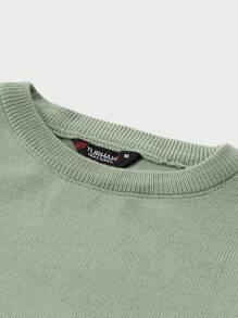 SHEIN Cottnline Men's Slim Fit Sweater - Green - View 4