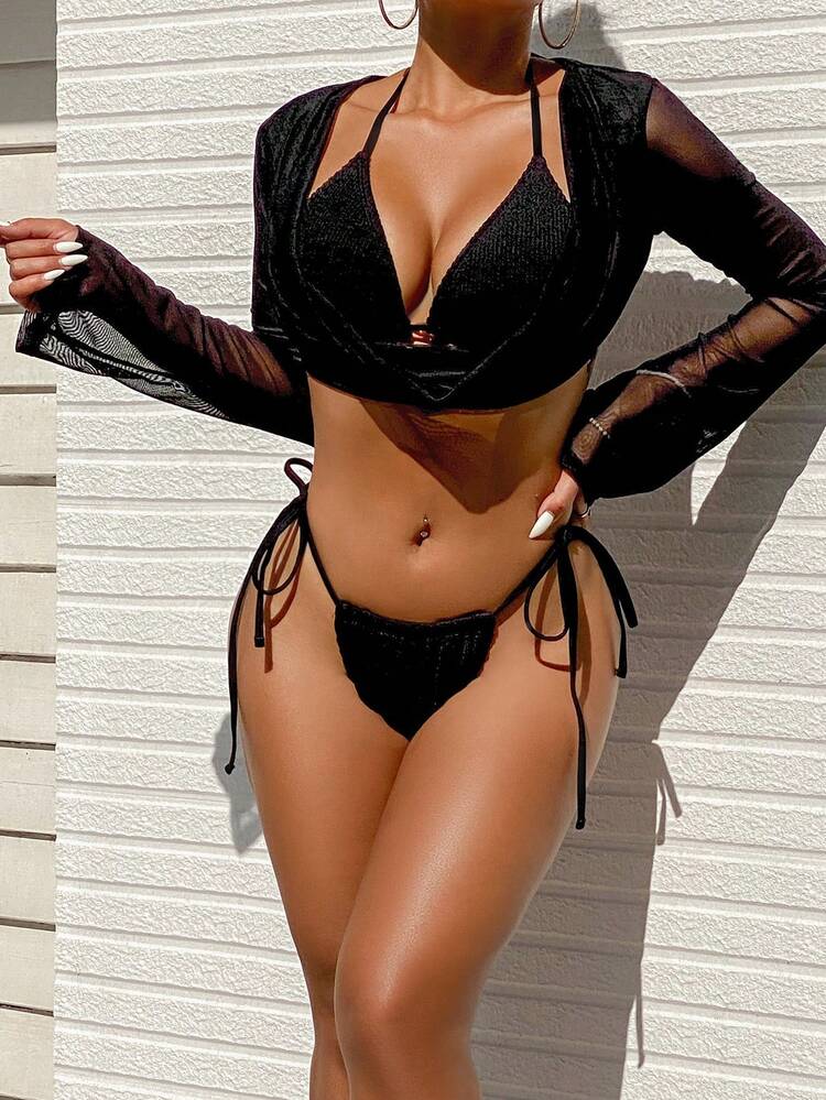 Ladies' Plain Bikini Set Summer Beach
