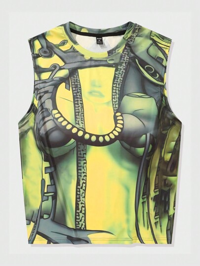 Street Life Men's Pattern Printed Round Neck Tank Top