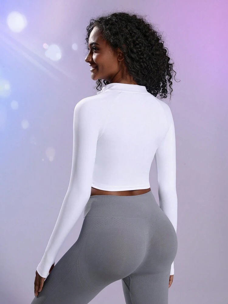 Women's Stand Collar Sports Short Long Sleeve T-Shirt