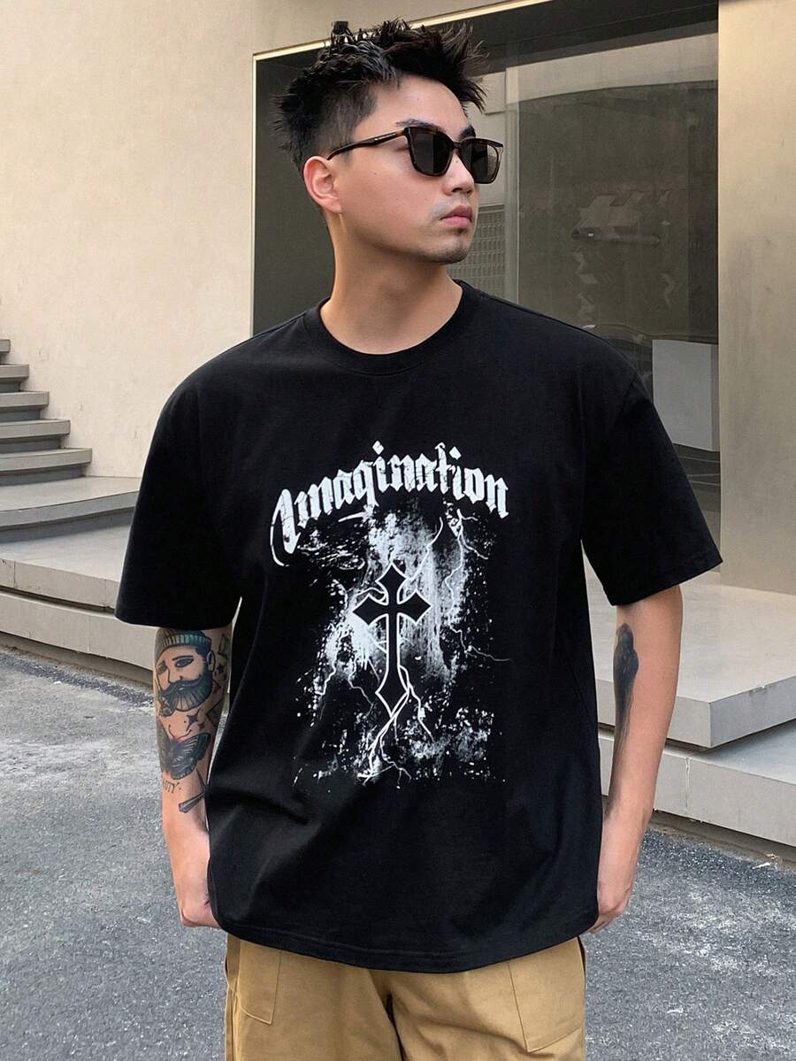 DAZY Men's Summer T-Shirt With Letter Print