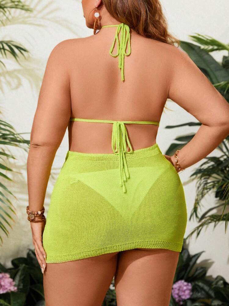 Plus Size Halter Backless Sweater Dress