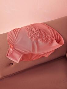 LUVLETTE Lingerie Mid-Rise Lace Mesh Brief Women Underwear Panties Set - Red - View 8