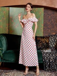 春夏情人節約會優雅露肩裝 - 白色 - 查看 4