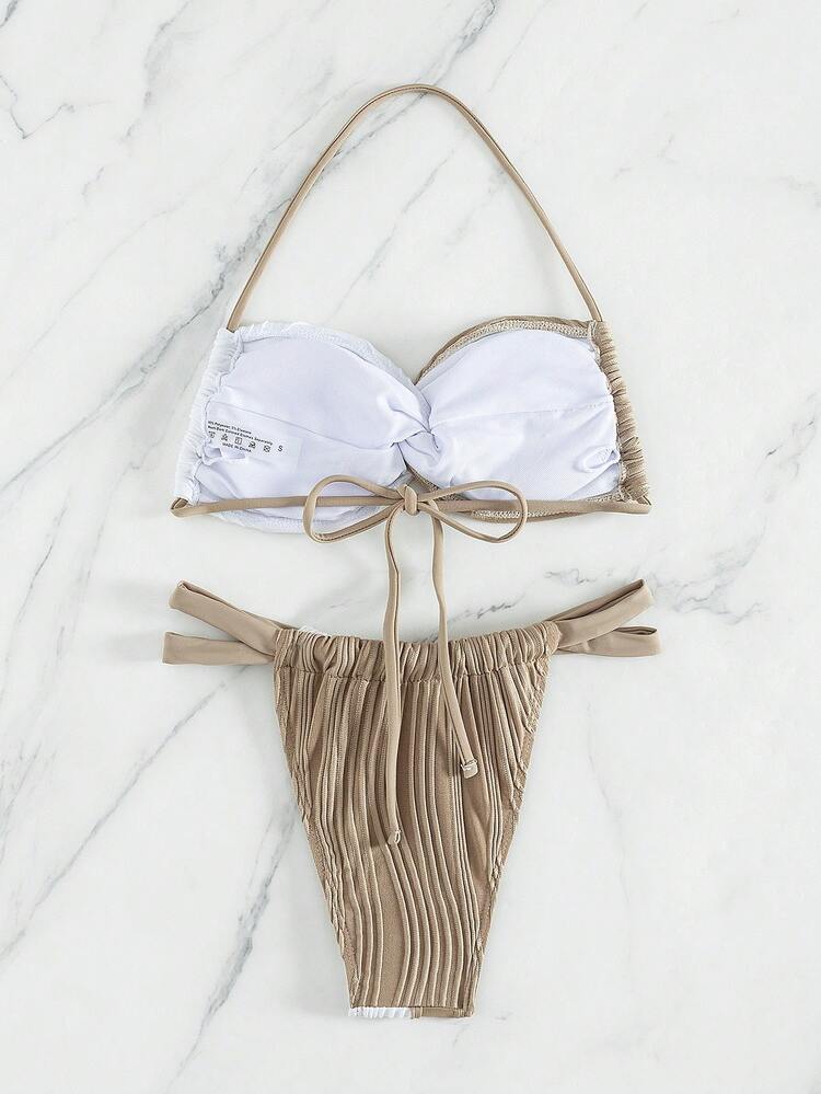 Holiday Beach Color Block Twisted Bikini Set Summer