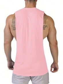 Men's Solid Color Gym Tank Top - Pink - View 2