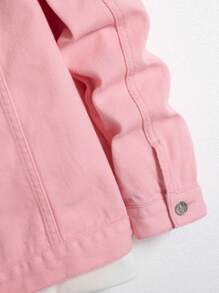 Manfinity Homme 男士长袖粉色纽扣牛仔夹克，秋季款 - 粉色 - 查看 8