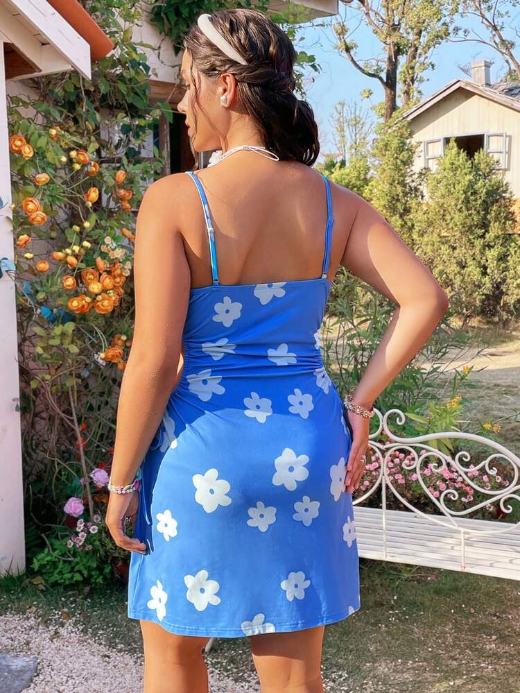 Plus Size Casual & Vacation Hollow Out Waist Spaghetti Strap Dress