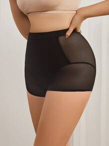 Solid Color High Waist Tummy Control Shapewear Shorts - Black - View 4