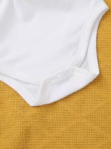 Loomiva Baby Boy's Casual Knit Solid Color Sleeveless Bodysuit With Open Crotch, 3pcs/Set