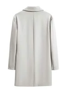 Manfinity Mode Men's Single Breasted Woolen Overcoat With Long Sleeves - Light Grey - View 2