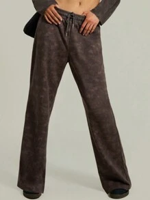 MUSERA 水洗直筒慢跑裤 度假休闲款 - 棕色 - 查看 2