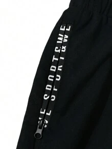 SHEIN Toddler Boys' Loose Fit Casual Letter Print Zipper Closure Sports Jacket - Black - View 4