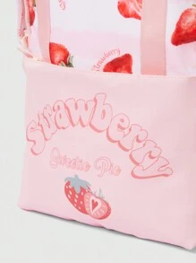 ROMWE Kawaii Pink Strawberry Print Women'S Fashionable Backpack Valentines - Pink - View 3