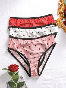 Women's Polka Dot Sexy Underwear, Pack Of 3 - Multicolor - View 1