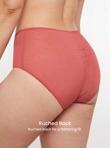 LUVLETTE Lingerie Mid-Rise Lace Mesh Brief Women Underwear Panties Set - Red - View 5