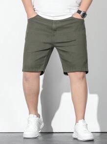 Manfinity Homme Nam Kích thước lớn Quần short Denim - xanh quân đội - Xem 1