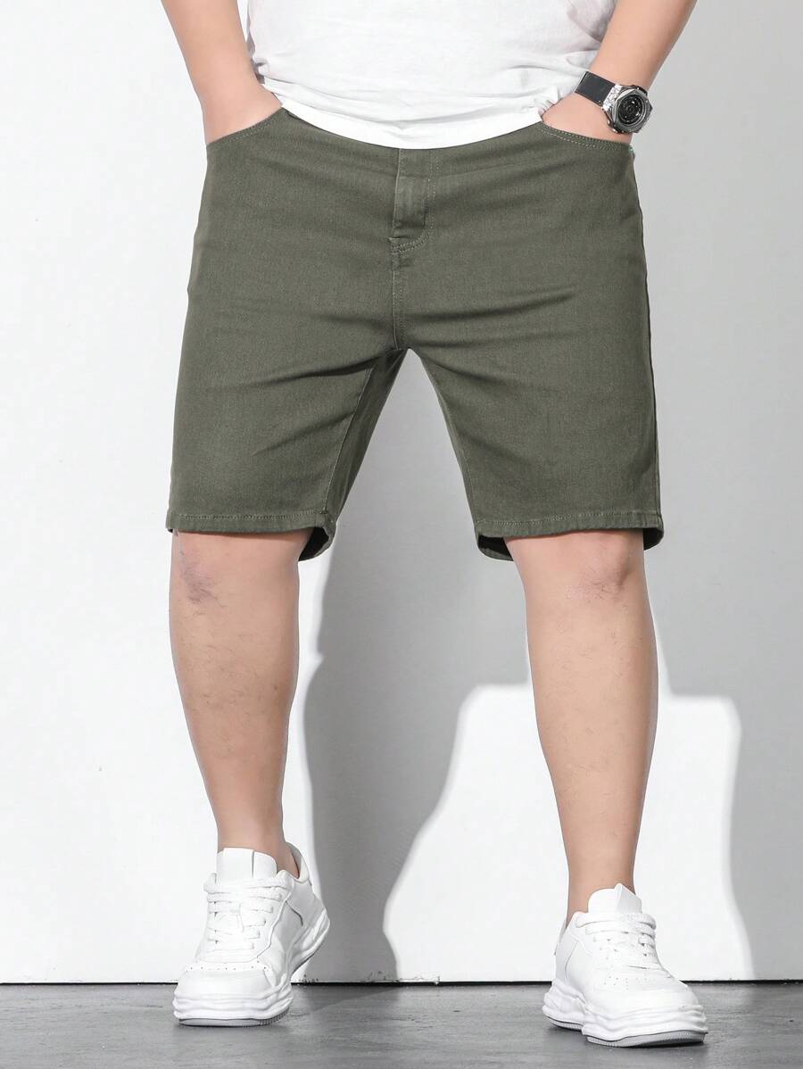 Manfinity Homme Nam Kích thước lớn Quần short Denim - xanh quân đội - Xem 1