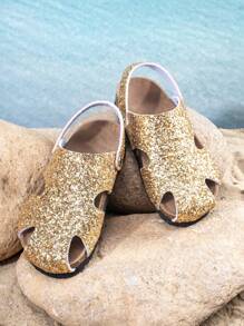 Sandalias Planas Cómodas, De Moda, Versátiles, Ligeras Y Duraderas Para Niños, Adecuadas Para Uso Diario Y Al Aire Libre - Dorado - Ver 3