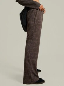 MUSERA 水洗直筒慢跑裤 度假休闲款 - 棕色 - 查看 4