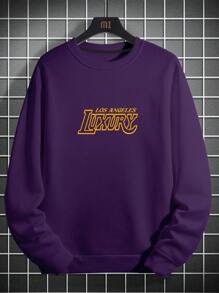 Aesthetic Post 男士加大尺寸字母印花圓領運動衫 - 紫色 - 查看 2