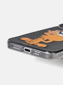 GARFIELD | SHEIN 可爱猫咪图案透明黑色手机壳 - 灰色 - 查看 5