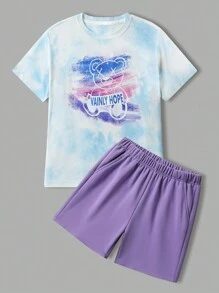 Tiener jongen Cartoonprint Korte mouwen T-shirts En Shorts Casual Sets