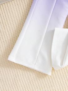 SHEIN 2入組年輕女孩優雅馬甲和漸變外套,設有細肩帶上衣和鬆懈褲子,適用於派對和夏季場合 - 彩色 - 查看 5