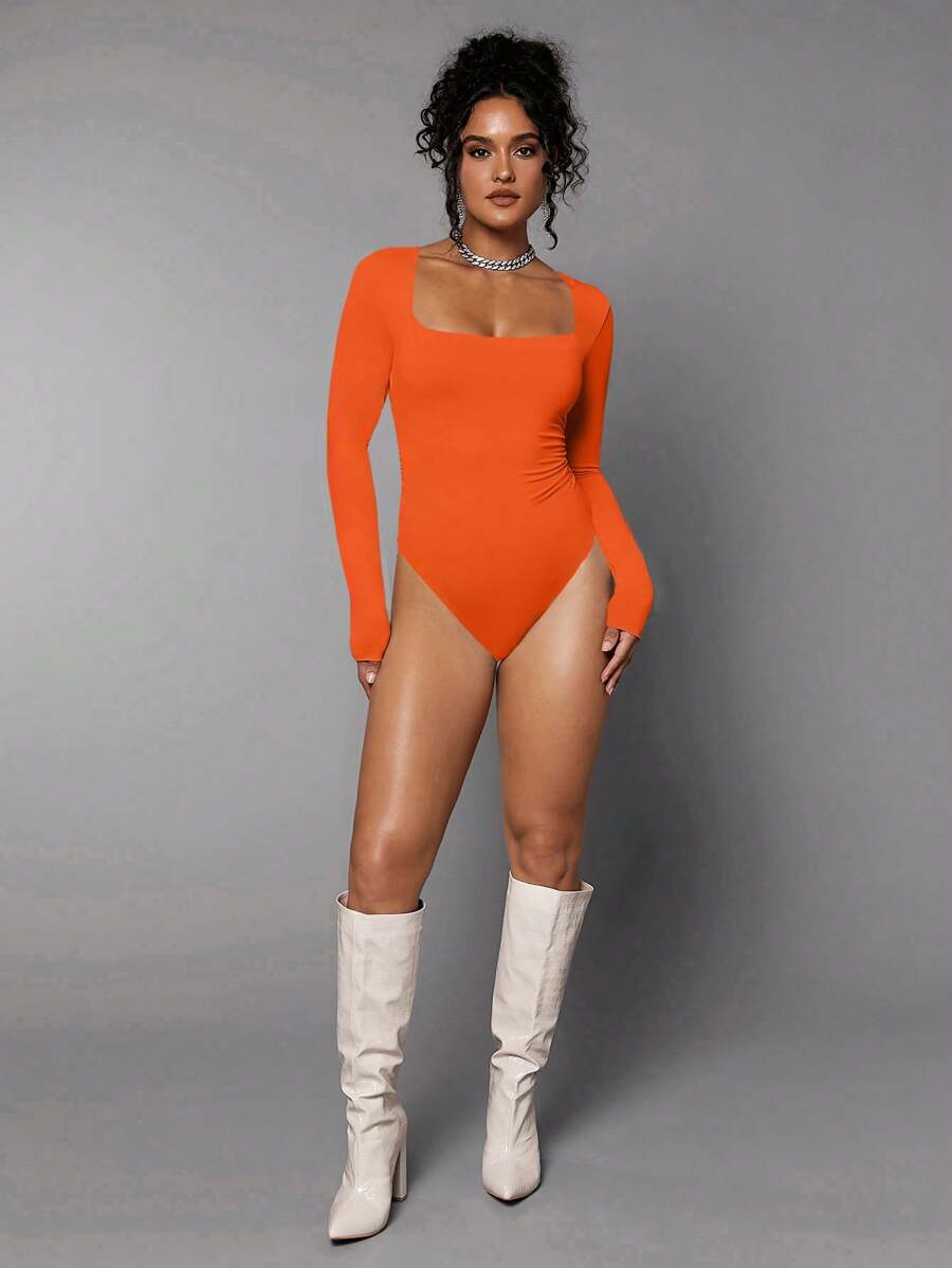 SHEIN BAE 女士方領長袖連體衣