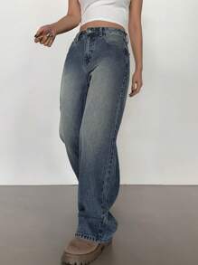 DAZY Vintage Loose Women's Denim Pants,Baggy Jeans - Dark Wash - View 6