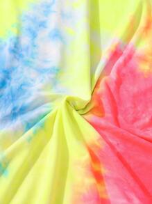 SHEIN Cô gái Tween Dệt kim Nhuộm cà vạt Vòng cổ Váy không tay Đối với Hằng ngày Và Trang phục trên phố In Mùa Xuân Và Mùa hè - Nhiều màu - Xem 4