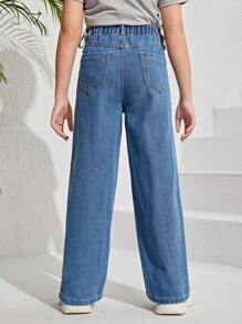 Cô gái Tween Giải trí Đúng mốt Hình trái tim Quần jean - Rửa trung bình - Xem 2