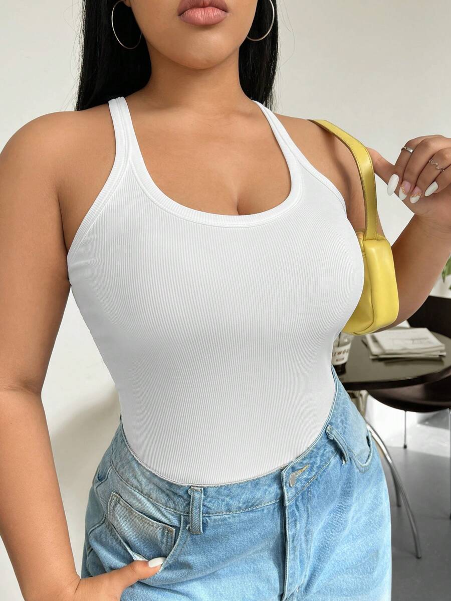 SHEIN EZwear 大尺碼女性基本工作服風格的賽車背心上衣