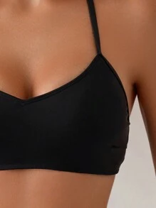 SHEIN Swim Summer Beach Ladies' High Waist Bikini Set With Circular Ring Connection - Black - View 3